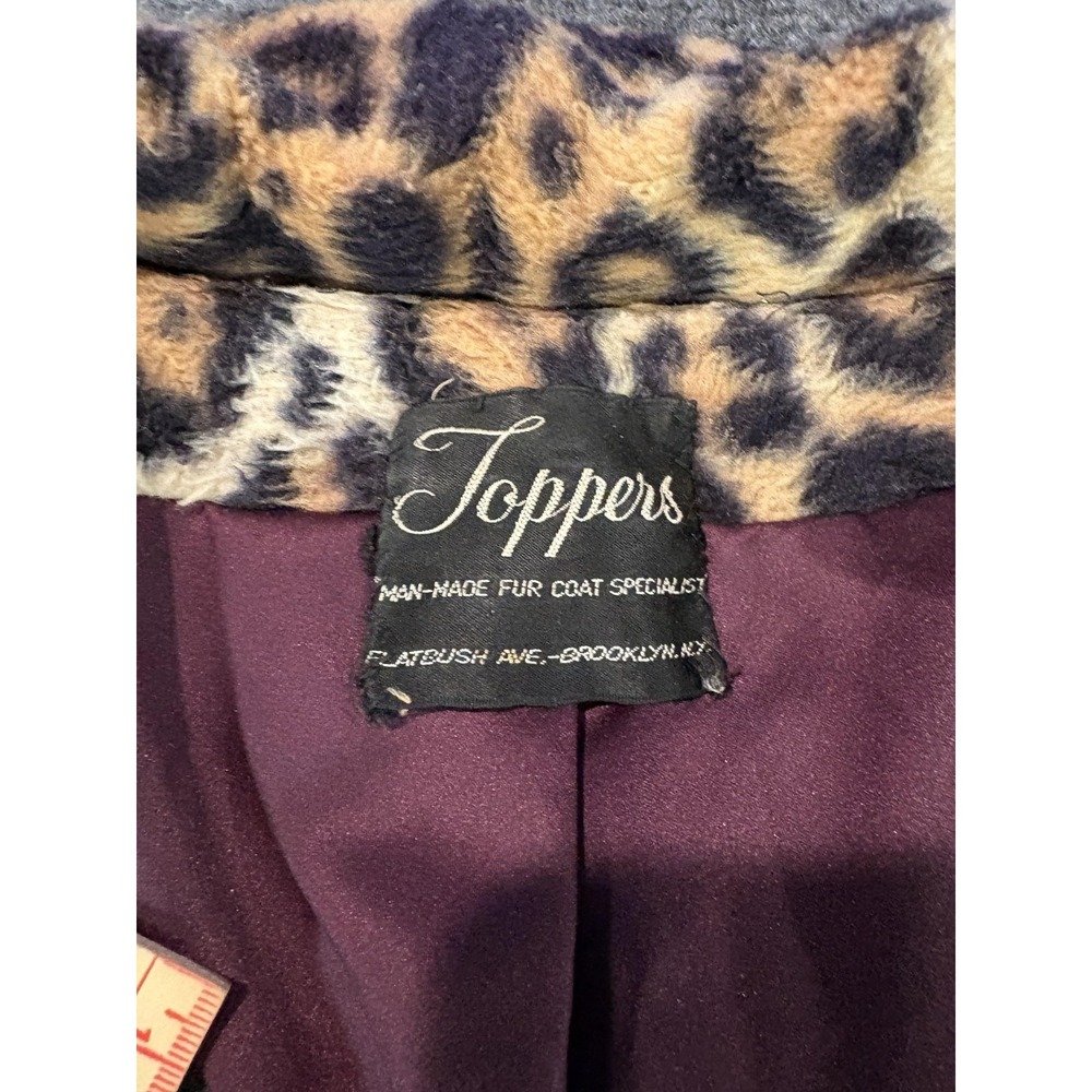 Vtg Toppers Faux Fur Coat Womens M Leopard Cheetah Print Rockabilly Overcoat 60s - Picture 4 of 11